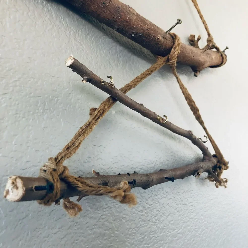 Natural Wood Branch Boho Jewelry Display Organizer
